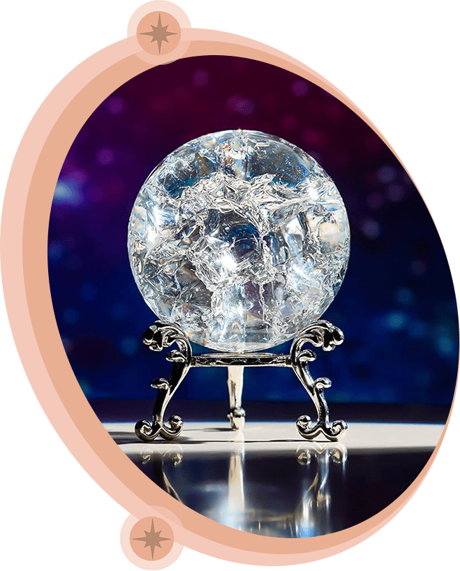A crystal ball sitting on top of a table.